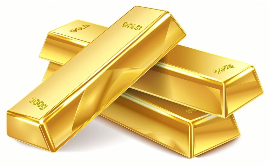 সোনার দামে কেন এতো ওঠানামা 7 gold bars are stacked row including gold bars 1