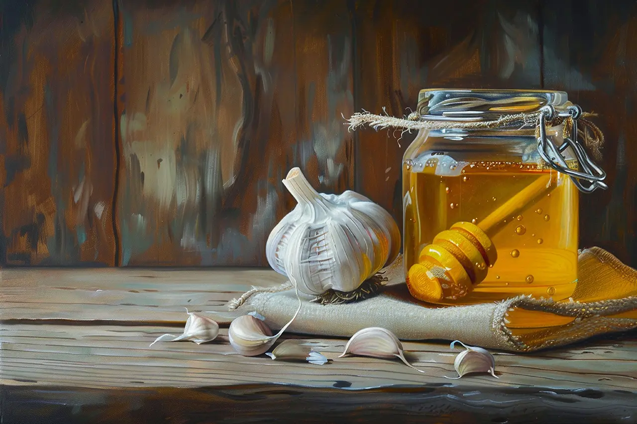 মধুর জাদুকরী কিছু গুণ 8 honey jar filled with garlic honey